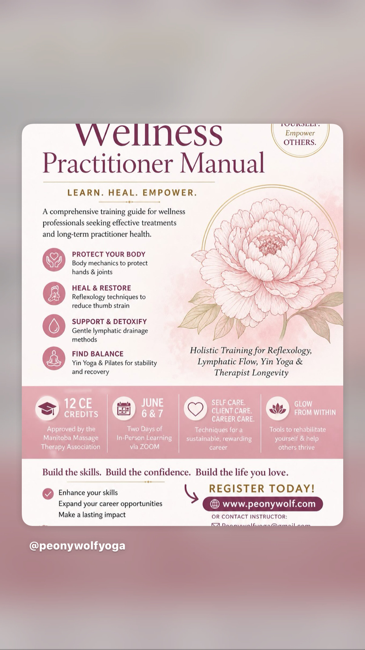 Practitioner Wellness 2 day course for CE credits with Massage Therapy Association